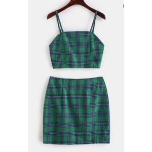 Zaful plaid skirt set